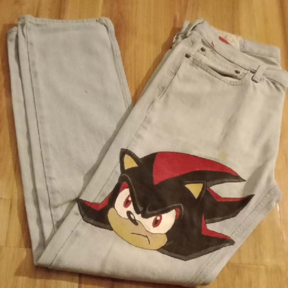 Shadow The Hedgehog Painted Jeans size 32x30